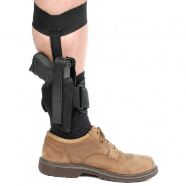 NYLON ANKLE HOLSTER - BLACK, LH, SZ 10, SMALL AUTOS .22/.25 & VERY SMALL FRAME .32/.380S