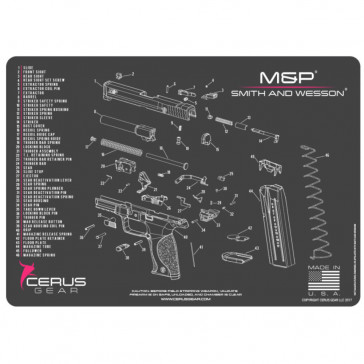 SMITH & WESSON M&P SCHEMATIC HANDGUN PROMAT - CHARCOAL GRAY/PINK
