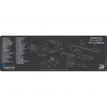 RUGER PC CARBINE SCHEMATIC RIFLE MAT - CHARCOAL GRAY/CERUS BLUE, 12" X 36"