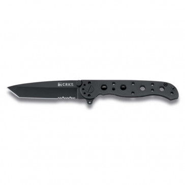 M16 - 10KS TANTO BLACK WITH TRIPLE POINT SERRATIONS STAINLESS STEEL HANDLE - CLAM PACK