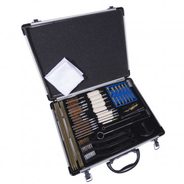GUNMASTER UNIVERSAL SELECT 63 PIECE DELUXE CLEANING KIT IN ALUMINUM CASE WITH HANDLE