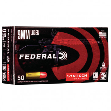 SYNTECH PCC AMMUNITION - 9MM LUGER, SYNTECH JACKET FN, 130 GRAIN, 50/BOX