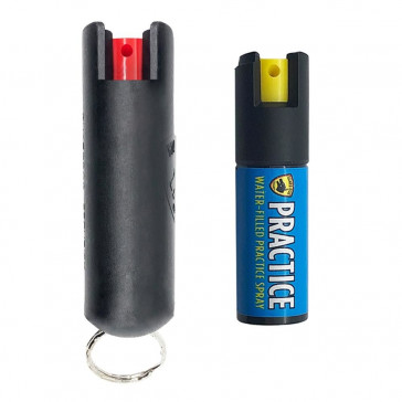 PEPPER SPRAY KEYCHAIN WITH PRACTICE CONTAINER - BLACK