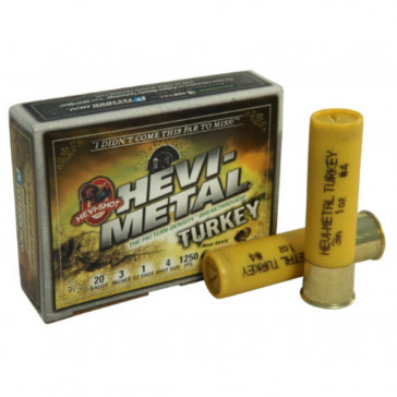 HEVI-METAL TURKEY SHOTSHELLS - 20GA, 3", 1 OZ, 1250 FPS, SHOT SZ 4,5, 5/BX