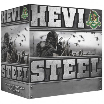 HEVI-STEEL SHOTSHELLS - 12GA, 2-3/4", 1-1/8 OZ, 1500 FPS, SHOT SZ 3, 25/BX