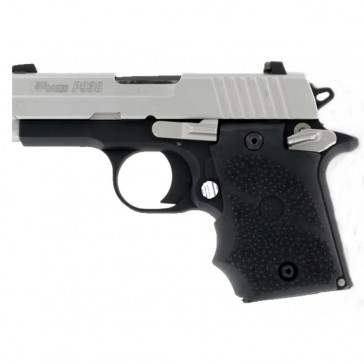 RUBBER WRAPAROUND GRIP WITH FINGER GROOVES AND AMBIDEXTROUS SAFETY - SIG SAUER P938 - BLACK