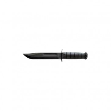 FULL-SIZE BLACK KA-BAR KNIFE, STRAIGHT EDGE WITH LEATHER SHEATH - CLAM PACK
