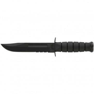 FULL-SIZE BLACK KA-BAR, SERRATED EDGE FIXED KNIFE - BLACK - CLIP POINT