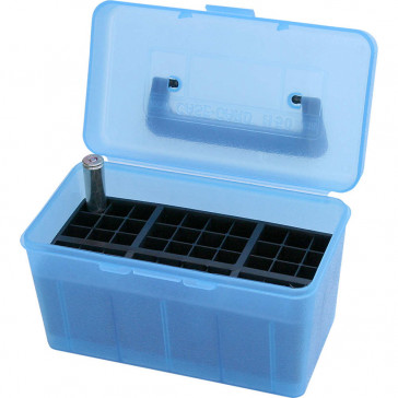 DELUXE H-50 SERIES X-LARGE RIFLE AMMO BOX - 50 ROUND - CLEAR BLUE