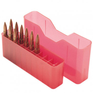 J-20 SERIES SLIP-TOP RIFLE AMMO BOX - 20 ROUND - CLEAR RED