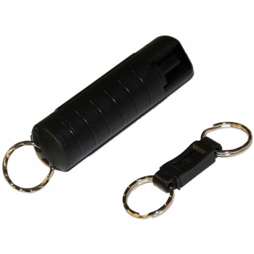 USA KEYRING SELF DEFENSE SPRAY (0.54OZ/APROX. 25 SHOTS) WITH QUICK RELEASE - BLACK, CLAM PACK