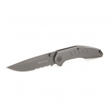 SHEFFIELD ANTIETAM 3.5" DROP POINT ASSISTED OPENING KNIFE - GRAY