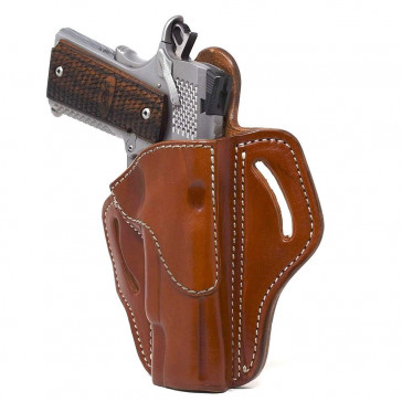 OPEN TOP MULTI-FIT BELT HOLSTER - CLASSIC BROWN - RIGHT HAND - BROWNING HP, 4” AND 5” 1911S W/OUT RAILS