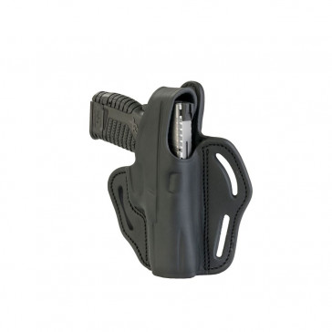 REINFORCED THUMB BREAK HOLSTER - STEALTH BLACK, RIGHT HANDED, LEATHER, GLOCK 17/19, BHX3