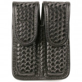 DOUBLE MAG POUCH - BLACK, SINGLE ROW, BASKETWEAVE 
