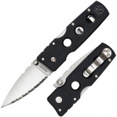 HOLD OUT FOLDING KNIFE - BLACK, 3" BLADE, SPEAR POINT, SERRATED EDGE