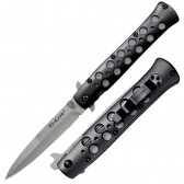 TI-LITE ALUMINUM KNIFE - BLACK, SPEAR POINT, PLAIN EDGE, 4" BLADE