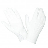 WG1000S - WHITE COTTON PARADE GLOVES W/SNAP BACK - WHITE, MEDIUM