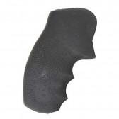 SOFT RUBBER GRIP WITH FINGER GROOVES - S&W J FRAME ROUND BUTT - FULL SIZE GRIPS - BLACK
