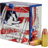 AMERICAN GUNNER® AMMUNITION - 9MM+P LUGER, 124 GRAIN, XTP, 1175 FPS, 25/BX