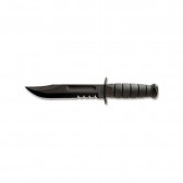 FULL-SIZE BLACK KA-BAR, SERRATED EDGE FIXED KNIFE - BLACK - CLIP POINT