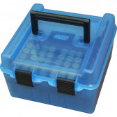 DELUXE RIFLE AMMO BOX - CLEAR BLUE, 100/RD, R-100