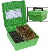 DELUXE R-100 SERIES MAGNUM RIFLE AMMO BOX - 100 ROUND - GREEN