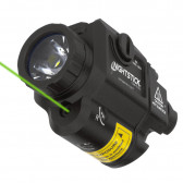 COMPACT WEAPON-MOUNTED LIGHT W/GREEN LASER - BLACK, 650 LUMENS, 4612 CANDELA