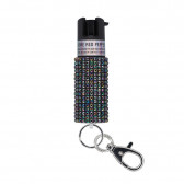 PEPPER SPRAY W/ JEWELED DESIGN AND SNAP CLIP - BLACK, 25 BURSTS