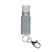 PEPPER SPRAY W/ JEWELED DESIGN AND SNAP CLIP - WHITE, 25 BURSTS