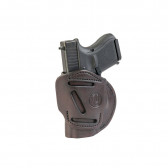 4-WAY CONCEALMENT & BELT LEATHER IWB & OWB HOLSTER - SIGNATURE BROWN - RIGHT HAND - GLOCK 25/26/27, RUGER SR9C, S&W MP9, SPR XDS, WAL PPS