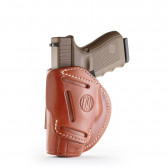 4-WAY CONCEALMENT & BELT LEATHER IWB & OWB HOLSTER - CLASSIC BROWN, LEATHER, RIGHT HANDED, SIZE 5