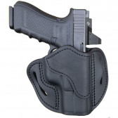 OPTIC READY OPEN TOP MULTI-FIT BELT HOLSTER - STEALTH BLACK, RIGHT HANDED, LEATHER, GLOCK 17/19, OR-BH2.1