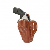 OWB REVOLVER BELT HOLSTER - CLASSIC BROWN - RIGHT HAND - RUG SP101, S&W M&P BODYGRD, 686, MDL 10 W/BRL 3” OR LESS