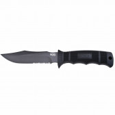 SEAL PUP FIXED KNIFE - BLACK, CLIP POINT, COMBINATION EDGE, 4.75" BLADE, KYDEX SHEATH