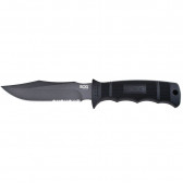 SEAL PUP FIXED KNIFE - BLACK, CLIP POINT, COMBINATION EDGE, 4.75" BLADE