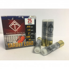 TARGET LOAD SHOTSHELLS - 410 BORE, 2.5", 1/2 OZ, SHOT SZ 9, 1280 FPS, 25/BX