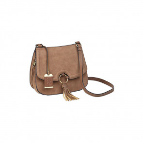 CONCEALED CARRY CROSS BODY PURSE W/ HOLSTER - CAMEL SUEDE, SMALL