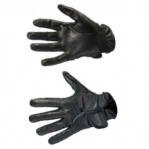 LEATHER SHOOTING GLOVES - BLACK/GREY, SMALL