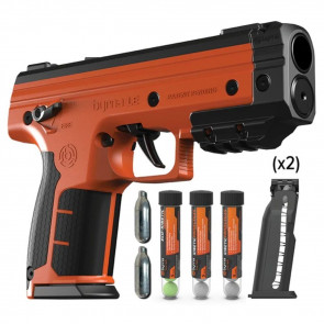LE KINETIC LAUNCHER KIT - ORANGE, CA/NY COMPLIANT, (2) 7/RD MAGS, 15 KINETIC PROJECTILES, (2) 12G CO2 CYLINDERS