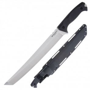 LARGE WARCRAFT SAN MAI III KNIFE - BLACK, TANTO POINT, PLAIN EDGE, 12" BLADE