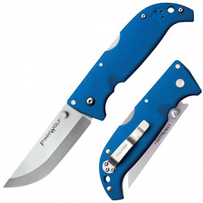 FINN WOLF KNIFE - BLUE, STRAIGHT BACK POINT, PLAIN EDGE, 3.5" BLADE