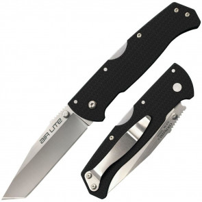 AIR LITE TANTO KNIFE - BLACK, TANTO POINT, PLAIN EDGE, 3.5" BLADE