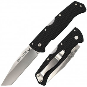 AIR LITE TANTO KNIFE - BLACK, TANTO POINT, PLAIN EDGE, 3.5" BLADE, CLAMPACK