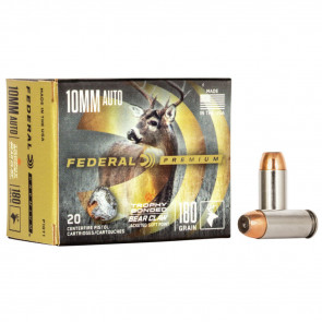 TROPHY BONDED BEAR CLAW HANDGUN AMMUNITION - 10MM AUTO, 180 GR, 20/BX