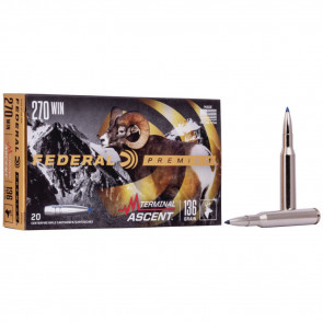 PREMIUM AMMUNITION - 270 WINCHESTER, 136 GRAIN, TERMINAL ASCENT, 20 PER BOX