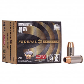 PREMIUM PERSONAL DEFENSE AMMUNITION - 40 S&W HYDRA-SHOK JHP, 165 GRAIN