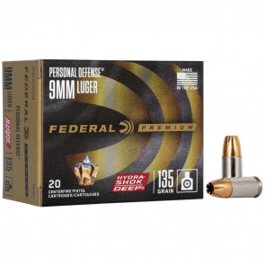 PERSONAL DEFENSE HYDRA-SHOK DEEP AMMUNITION - 9MM LUGER, HSP, 135GR, 20/BX