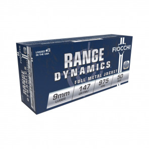 RANGE DYNAMICS AMMUNITION - 9MM LUGER, 147 GR, FMJ, 975 FPS, 50/BX