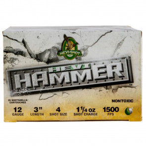 HEVI-HAMMER SHOTSHELLS - 12GA, 3", 1-1/4 OZ, 1500 FPS, SHOT SZ 4, 25/BX